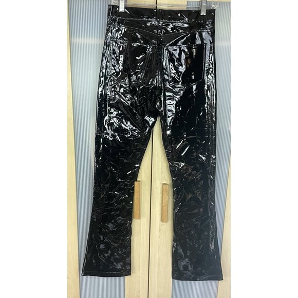 The Kooples Black Faux Patent Leather Flare Pants Size 27 High Rise Party Goth - Picture 6 of 6